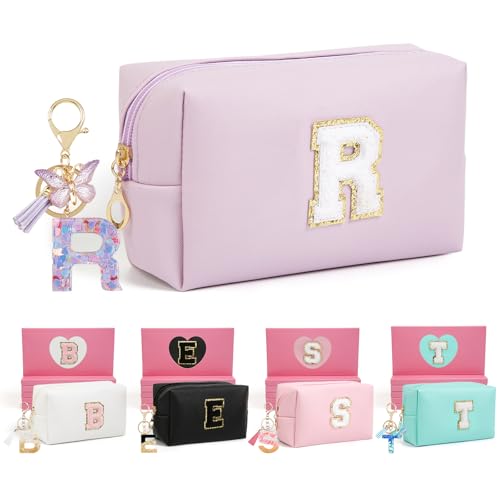 AIBFRID Birthday Gifts for Women Her,Travel Cute Makeup Bag,Large Capacity Cosmetic Bags for Women Makeup Pouch PU Leather Waterproof Cosmetic Bag (R, Purple)