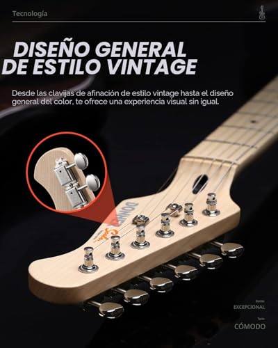 Miniatura 6 de Donner Guitarra Electrica, Kit Guitarra Electrica De Tamaño Completo Hss Pickup Coil Split, Guitarras Electricas Set Adultos Con Amplificador, Bolsa, Accesorios, Dst-152s Sunburst
