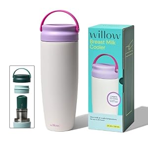 Willow 25oz Portable Breastmilk Cooler – Stainless Steel – Alabaster | Keeps breast milk cold for 24 hours, use with included ice pack or ice cubes, breastfeeding essentials, dishwasher safe