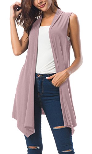 Women's Sleeveless Draped Open Front Cardigan Vest Asymmetric Hem (2Xl, Lavender) #TOP23