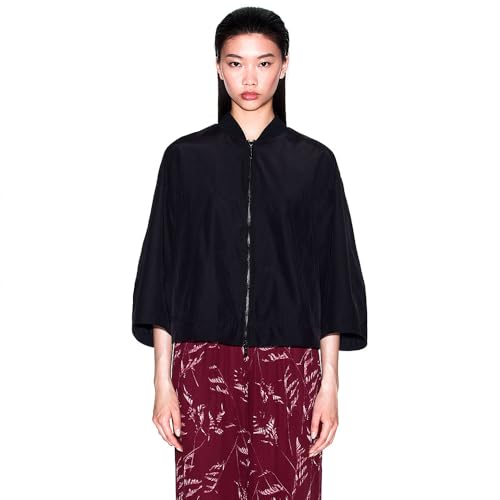 Armani Exchange Women's 3/4 Sleeve Jacket, Black, Medium