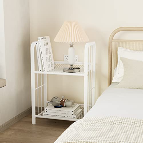 Azheruol Bookshelf Storage Shelf Bookcase Freestanding Storage Stand For Living Room, Bedroom, Kitchen, Rust Resistance Easy Assembly Free Combination Multi-Functional Organizer (2 Tiers, White) #TOP7