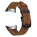 Gear Fit 2 Watchband, TRUMiRR Double Color Genuine Leather Watchband Stainless Steel Clasp Strap Sports Wristband Wrist Bracelet for Samsung Gear Fit 2 SM-R360 / Fit2 Pro SM-R365 Smartwatch