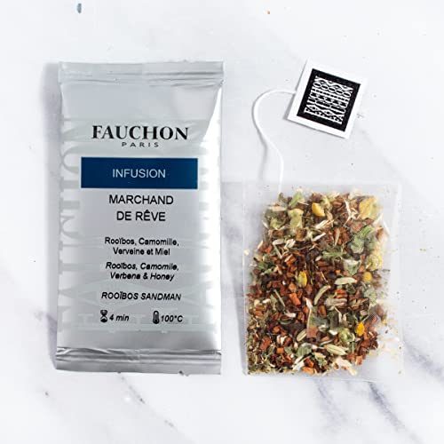 Fauchon Paris Honey Rooibos Natural Caffeine Free Herbal Tea With Chamomile, Lemon Verbena, And Caramel - (3 Boxes - Total Of 60 Tea Bags) #TOP2