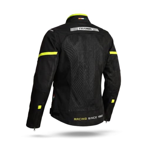 Image of TVS Racing Tech-Core Road Jacket for Men | CE2 armour <5kN at Shoulders Elbows and Back | 600D Chassis | 310gsm Vent Mesh | High-Vis Reflective Tech| YKK zippers