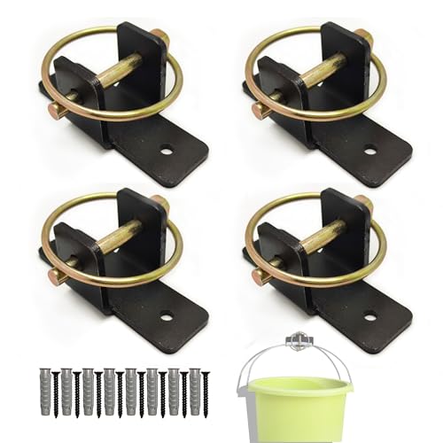 JLDGMXCDZ 4 Pack Quick-Release Bucket Hooks, Heavy Duty Steel Bucket Holder Set for Horse Stalls, Barns & Livestock Feeding — Durable Wall-Mount Stable Accessories