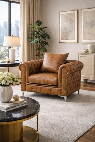 Image of Luxury Sofa Set Luxury Chesterfield Sofa in for Home Living Room & Office (3+1+1 Brown)