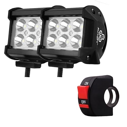 Autofy LED Bar Light Universal Bike Car Fog Light - 6 MONTHS WARRANTY - Work Light LED Bar Light for Off Roading Bikes Cars SUV ATV - Fitting Inside - FREE ON/OFF SWITCH - Set of 2 (6 LED - 24 Watt)