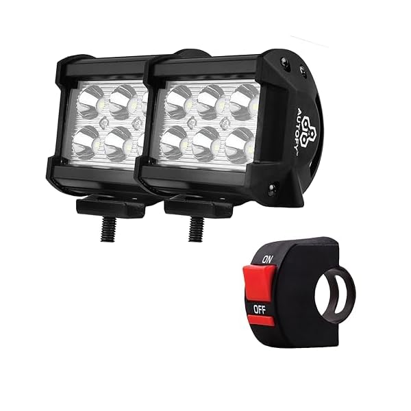 Autofy LED Bar Light Universal Bike Car Fog Light - 6 MONTHS WARRANTY - Work Light LED Bar Light for Off Roading Bikes Cars SUV ATV - Fitting Inside - FREE ON/OFF SWITCH - Set of 2 (6 LED - 24 Watt)