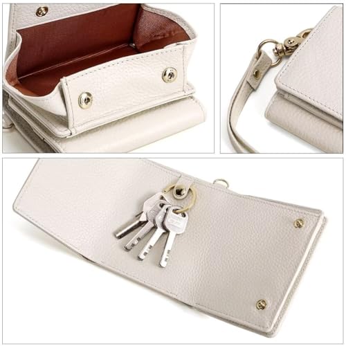 Small Wristlet Wallet for Women RFID Blocking Leather Card Case Elegant Tri-Fold Coin Purse with Removable Wrist Strap, Black, One Size3