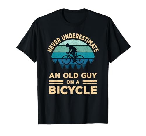 Never Underestimate an Old Guy On A Bicycle Cycling Bike Men T-Shirt, Men, Black, 3X-Large