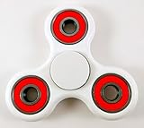 White Tri-Spinner Ceramic Zirconia ZrO2 Center Bearing Fidget Toy Stress Reducer EDC Focus Relieves ADHD Anxiety and Boredom White Body Red Outer Bearing Seals