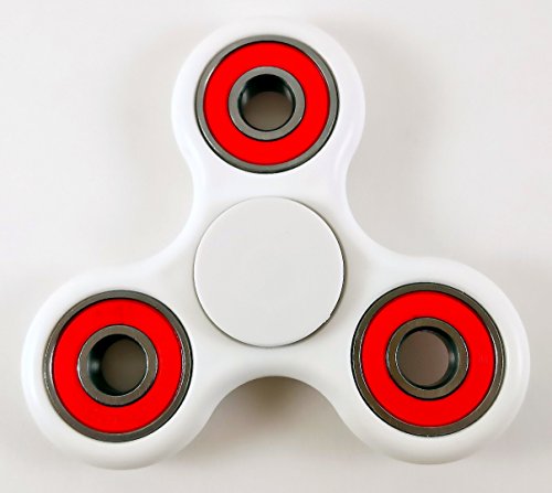 White Tri-Spinner Ceramic Zirconia ZrO2 Center Bearing Fidget Toy Stress Reducer EDC Focus Relieves ADHD Anxiety and Boredom White Body Red Outer Bearing Seals