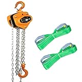 HELIX チェーンブロック 1t 3m 1000kg 手動式 荷締機 ガッチャ 1ton がっちゃ レバーホイスト レバー式ブロック 吊り上げ 軽量化 小型化 チェーンローラー【スリングベルト 1m 幅50mm 2本セット】)