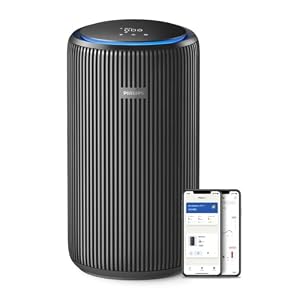 Philips Air Purifier 4200 Series, HEPA NanoProtect + Double Active Carbon Filter, CADR 600m³/h for 156m², Ultra-Quiet, Intelligent and Energy efficient, Black (AC4221/11)
