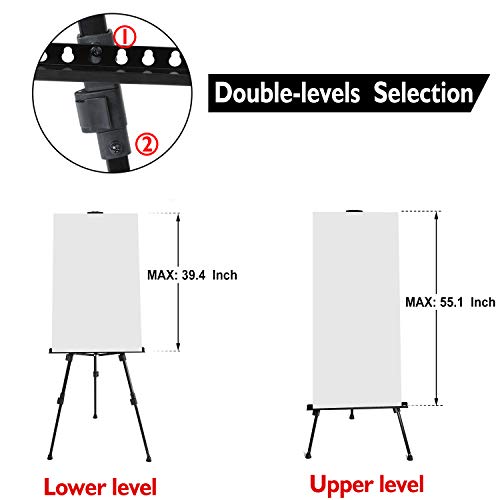 72 Inches Tall Folding Easel Stand For Display, Aluminum Metal Tripod Art Easel Adjustable Height From 22-72 - Instant Poster Easels For Painting Canvas - Floor Standing Easel Wedding Sign 2 Pack #TOP4