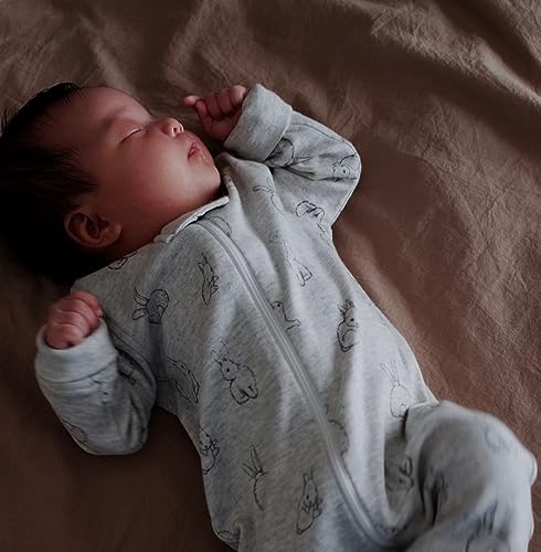 Owlivia Organic Cotton Baby Boy Girl Zip up Sleep 'N Play Pjs, Footless, Long Sleeve3