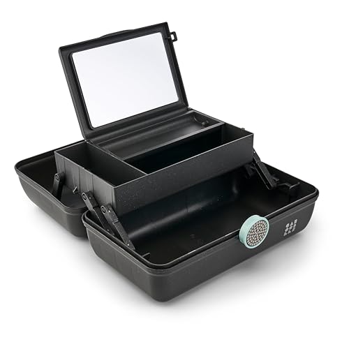 Image of Caboodles On-The-Go Girl Makeup Box, Black Sparkle, Show Girl Collection, Hard Plastic Makeup Organizer Box, Built-In Mirror, Secure Latch for Safe Travel, Spacious Storage for Large Items