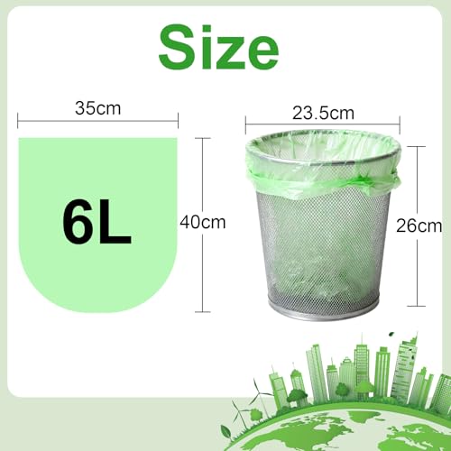 150PCS Small Biodegradable Bin Bags, 6L food waste bags, small bin bags, Compostable Caddy Liners(35cmx40cm)