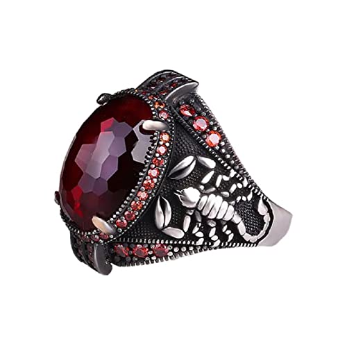 Bague d'amulette scorpion gothique en argent rétro vert