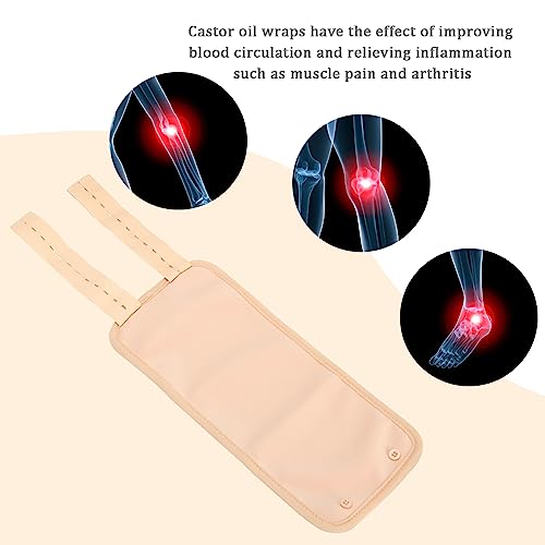 Tiga 2 Pack Castor Oil Wrap - Reusable Organic Thyroid Castor Oil Patch for Knee, Calf, Knee to Improve Circulation (Oil Not Included), Khaki - Thumbnail 5