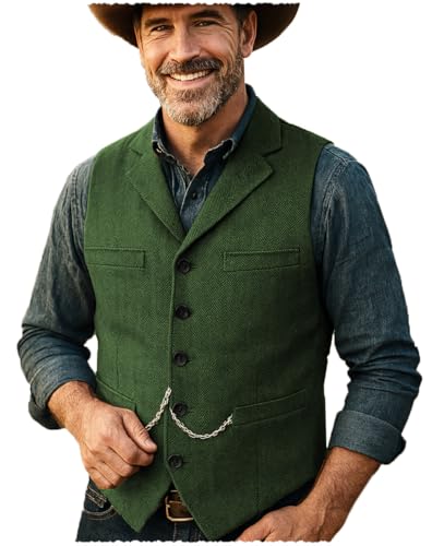 Gilet en laine Herringbone pour homme Tuikayoo costume en tweed vintage chic
