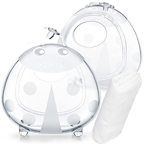 haakaa Ladybug Breast Milk Collector - Silicone Milk Savers Breast Shell for Nursing Moms Collecting Natural Express Breast Milk, Wearable Milk Catchers with 2 Cleaning Wipes (2oz,2pc)