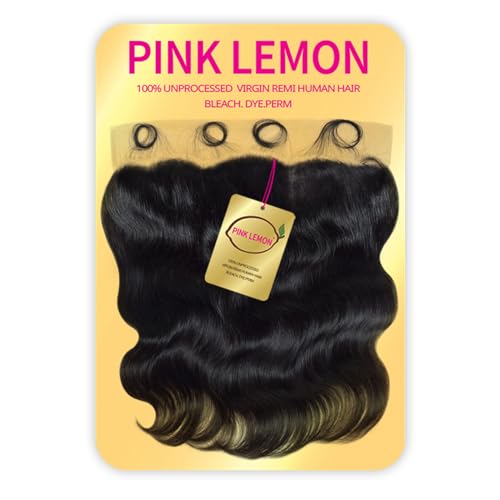 Pink Lemon Unprocessed Virgin Remi Human Hair HD 13X4 Full Lace Closure Body Wave (12'-14') (NATURAL, 12 Inch)