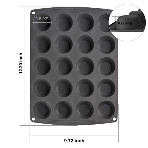 Webake Mini Muffin Cupcake Tin Pan Silicone Non-stick Baking Mold for Pie, Quiche, Tart, Muffin Top, Keto Fat Bomb - Pack of 2