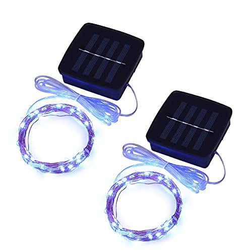 Magicnight Solar Mini Teeny Tiny Lights,Starry String Light for Garden Fairy,Tree,Railing,Arbor,Fence,16 Feet 50LEDs,2 Pack,Blue