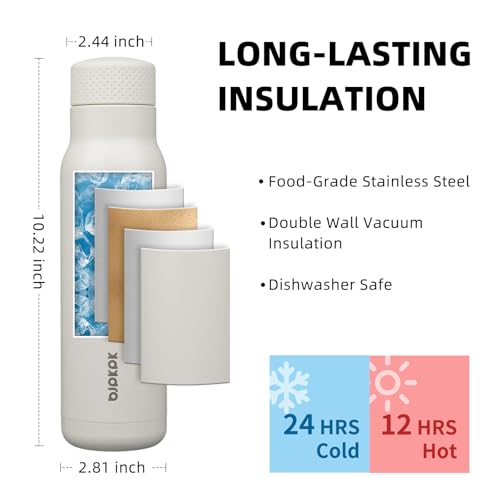 Image of BJPKPK Stainless Steel Water Bottle,21oz insulated Reusable Bottle,Leakproof Metal Thermal Flask Double Wall,Keep Drinks Cold and Hot,White