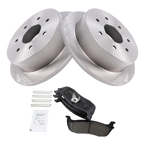 Image of TRQ Rear Brake Pad and Rotor Set Ceramic Compatible with 1997-1999 Ford F-250 2000-2003 F-150 2004 F-150 Heritage