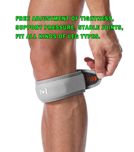 Image of 2 Pack Patellar Tendon Support Strap for Knee Pain Relief, Patella Knee Brace with EVA Semi-circular Tube, Tendonitis, Patella Bands for Basketball, Running, Hiking, Tennis, Squats (Gray, Knee(11 inch-15 inch))