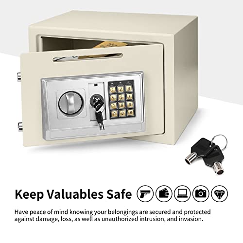 Flexzion Electronic Depository Safe Box With Drop Slot Posting Opening - Digital Keypad Combination Lock Security Cabinet For Home Office Money Documents Gun Cash Deposit Hotel|(13.8"X10"X10") White #TOP6
