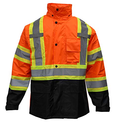RW-CLA3-TLM55 AND OR77 Class 3 Rain suit, Jacket, Pants High Visibility Reflective Black Bottom4
