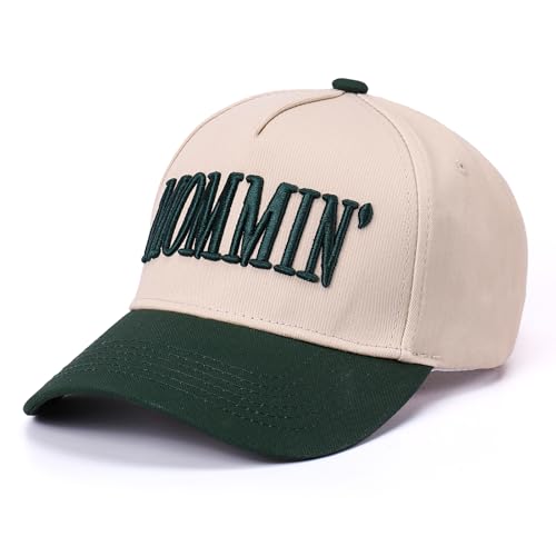 Image of Vintage Two-Tone Trucker Hat Adjustable Baseball Cap with Mommin Embroidery Ponytail Fit Unisex Outdoor Casual Headwear
