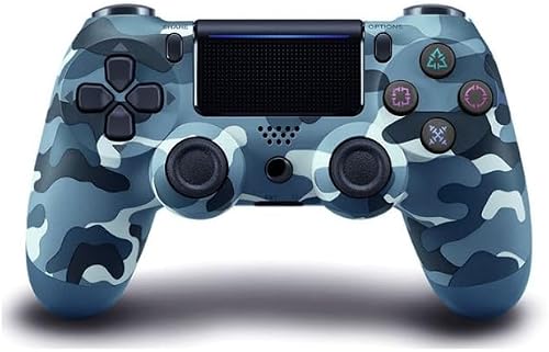 Wireless Game Controller compatible with PS4 Console, Bluetooth Gamepad, Dual Analog Joystick, Vibration & Touchpad, Rechargeable, 1-Pack (Blue Camoflage2)