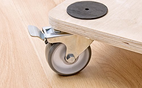 Metafranc Transportroller 590 x 490 mm - 200 kg Tragkraft - Sperrholz - PU-Räder / Möbelroller mit Bremse / Transporthilfe für Umzug / Rollwagen für Möbel-Transport / Kistenroller aus Holz / 822130