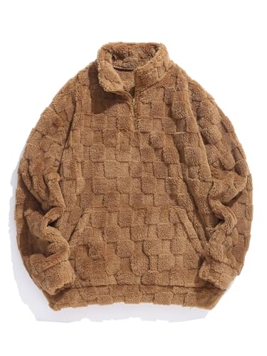 Image of ZAFUL Men 1 /4 Zipper Sweatshirt Ethnic Aztec Printed Kangaroo Pocket Fall Winter Pullovers Jacket Unisex Hoodie Tops