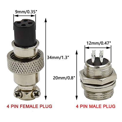 Conector GX12-4P 4 Pines Metal Macho y Hembra Pack 2 miniatura 2