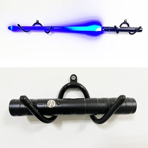 AUXPhome Horizontal Light saber Wall Mount Wall Rack Wall Holder Lightsaber Display Rack Hook Stand, Compatible for Any Lightsaber, Black Pack of 2 - Hardware Included Cover