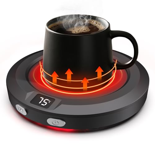 MXMZHXU Tassenwärmer bis zu 75 3 Temperaturstufen Elektrischer Kaffeewärmer Kaffeetassenwärmer mit Automatischer Abschaltung 2-12h Tassenwärmer für Kaffee Milch Tee Wasser Schwarz (Black)