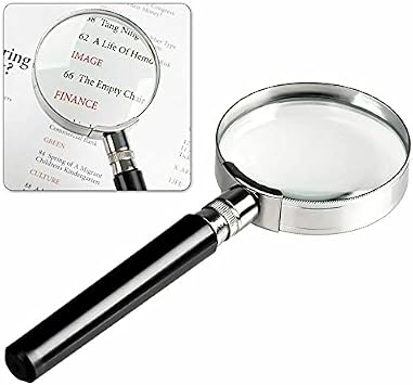 10X Magnification Handheld Magnifier Magnifying Glass Handle Low Vision Aid for Book Reading, Hobby Observation, Science (75MM)