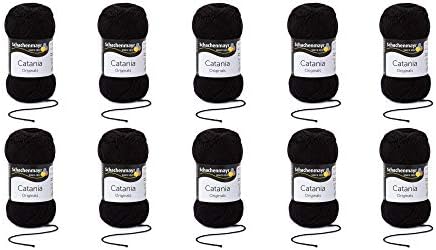Schachenmayr since 1822 Catania 9801210-00110 - Gomitolo di filato per lavoro a maglia, 100% cotone, 50 g, 10 pezzi, colore: Nero
