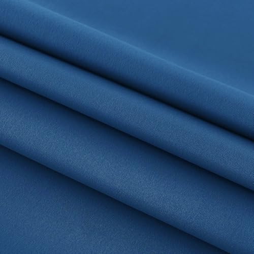 Image of DWCN French Door Curtains - Rod Pocket Thermal Blackout Curtain for Window /Patio Doors /Doorways /Classroom /Kitchen for Privacy, 25W by 40L Inches, 1 Panel with Tieback, Classic Blue