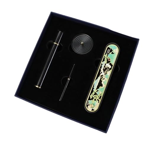 Vamior B Incense Holder For Sticks Ebony Wood Urner Ox With Rass Inlay Ash Catcher Stick-Incense Gift Set(B)