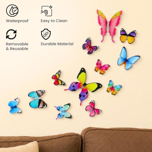 Image of SpecialYou Butterfly Wall Stickers for Home Decoration, Home Decor, Wall Decor Items for Living Room, Room Decoration Items, Stickers Sets - 12pcs(12, Multicolor)