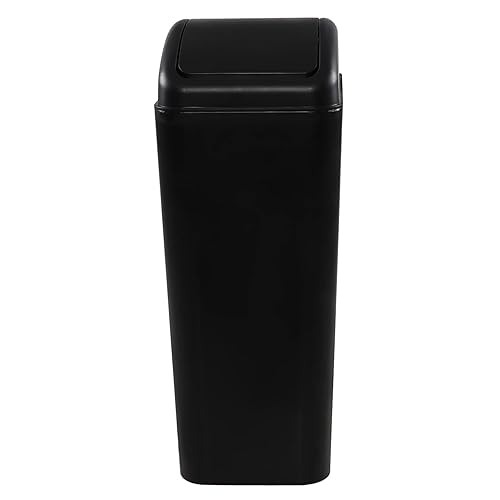 Miniatura 8 de Paquete de 1 cubo de basura de plástico de 3.5 galones con tapa, tapa oscilante, color gris