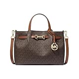 Michael Kors Bolso de mano Carson pequeño para mujer, Marrón, 10.5'W x 7.25'H x 5'D