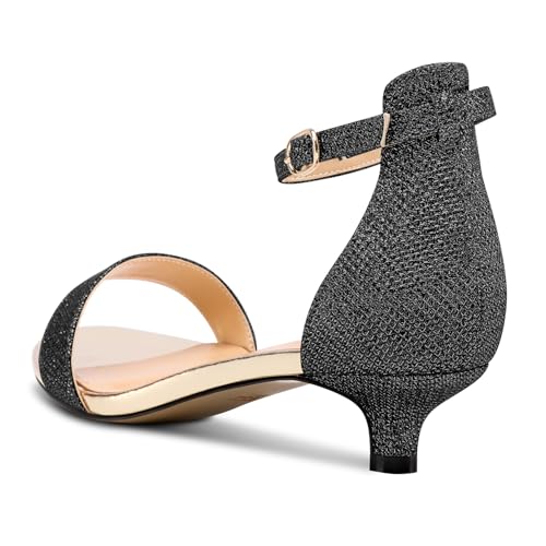 Aachcol Womens Low Kitten Heel Peep Open Toe Sandals Ankle Strap Two-Piece Buckle Prom Party Dress Summer 1.2 Inches Heels4